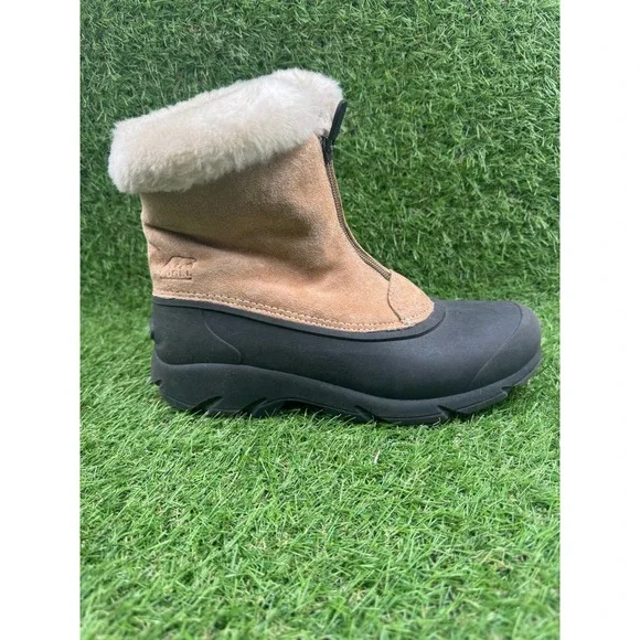 Sorel Snow Angel Womens Size 8 Faux Fur Brown Leather Zip Winter Boots - Picture 3 of 8